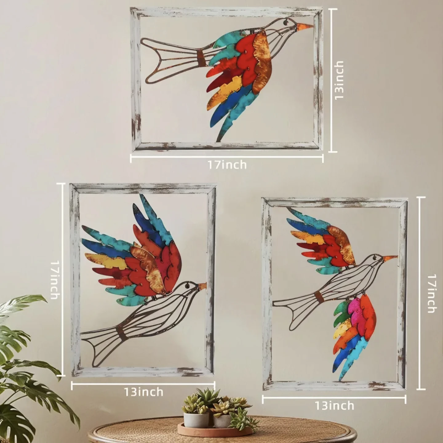 3D Metal Bird Wall Art Decor Set 3 Pieces - photo 2