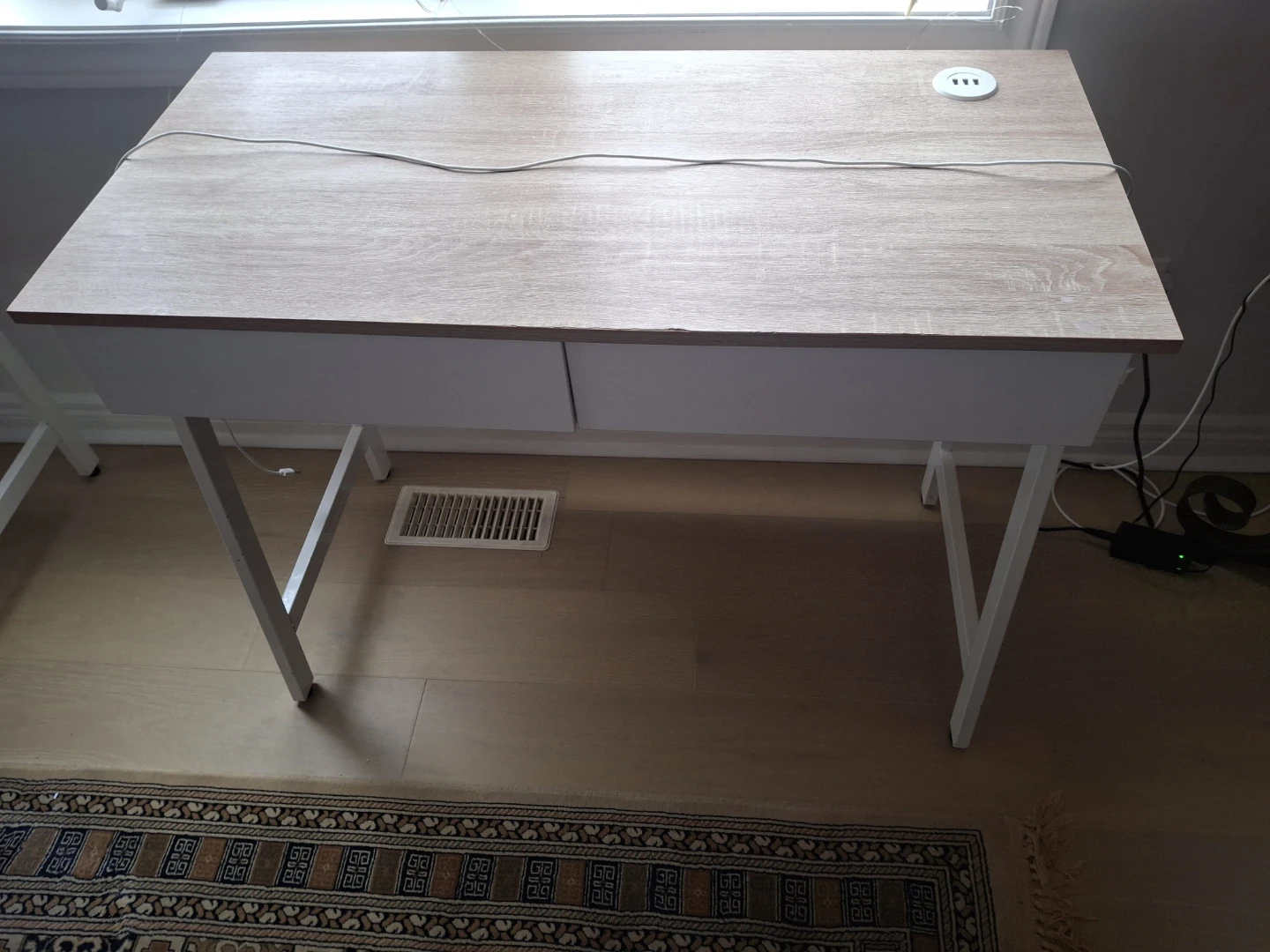 Wood and White Desk with Drawers - photo 3