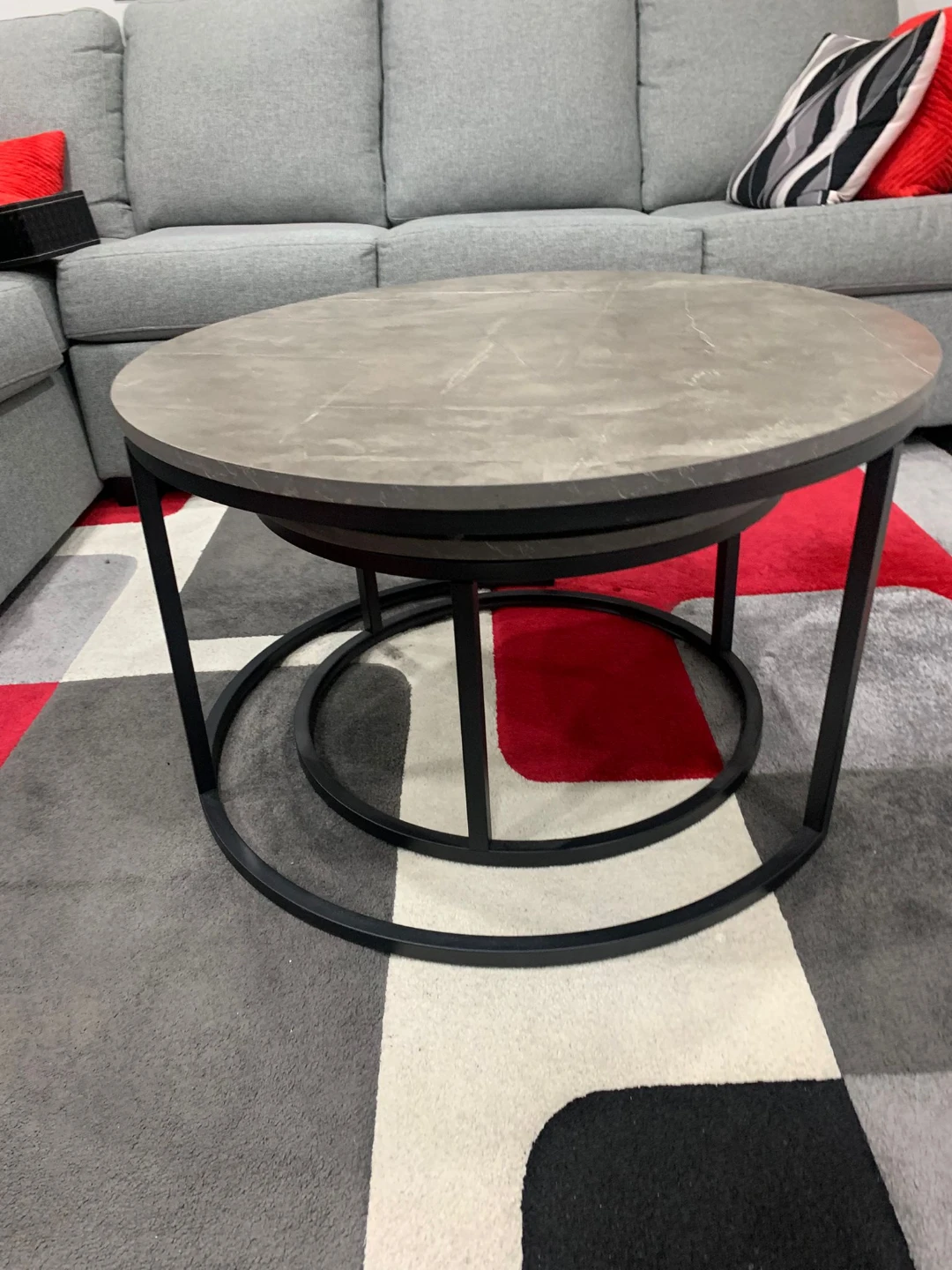 Set of 2 Round Nesting Coffee Tables (Grey) - photo 4