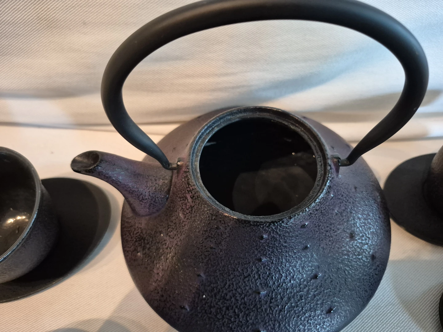 Purple Cast Iron Tea Set with Teapot and Cups - photo 2