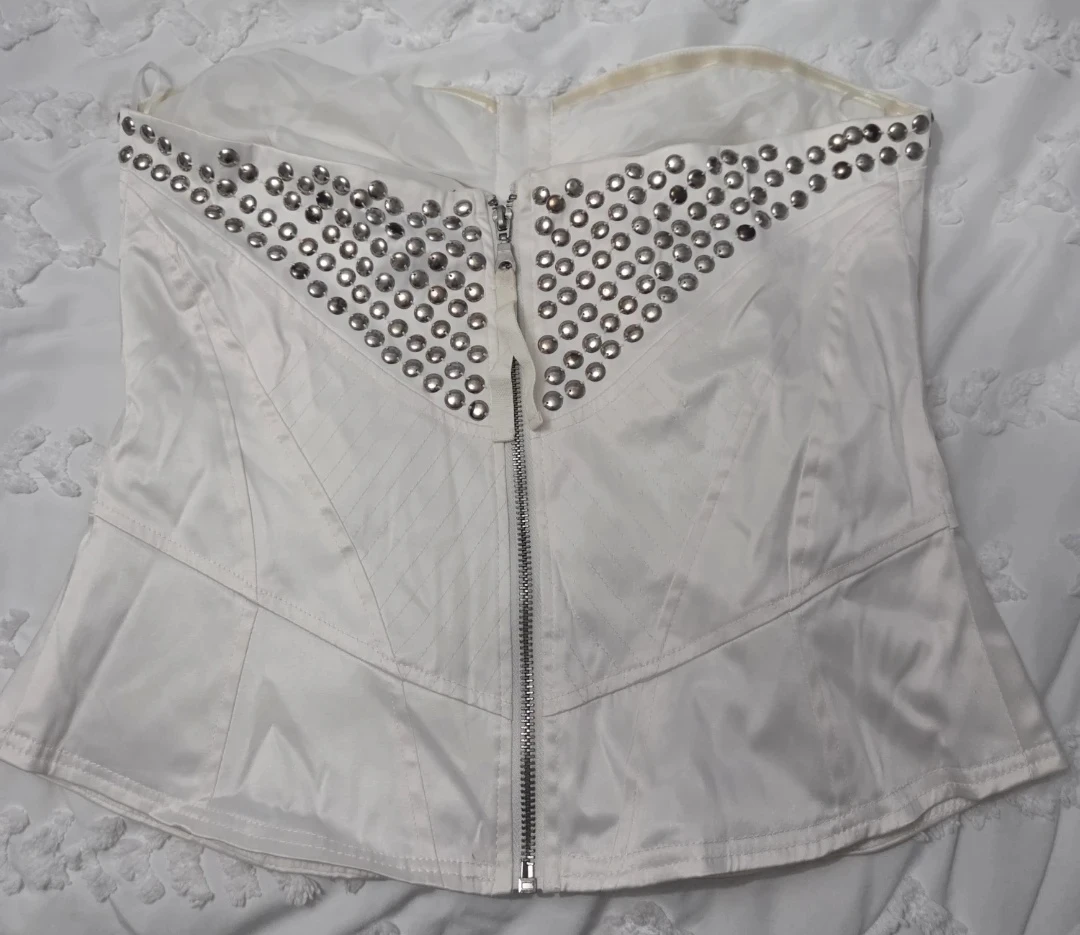 White Studded Corset Top - photo 2