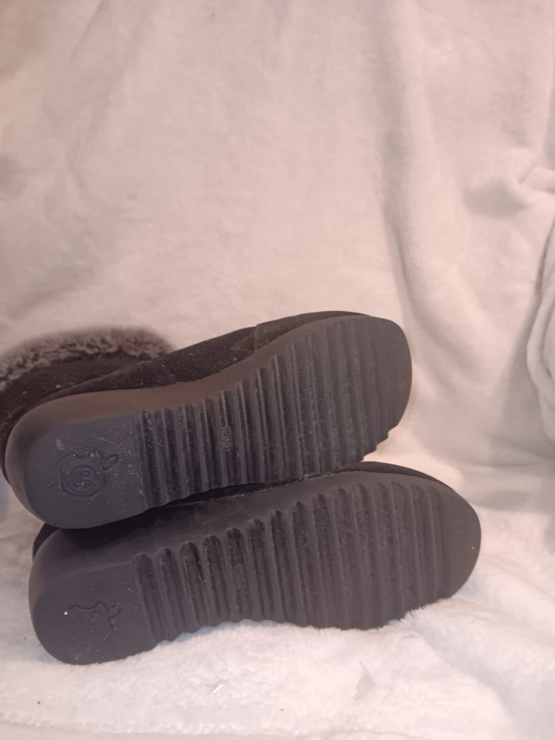 Black Winter Boots with Faux Fur Trim