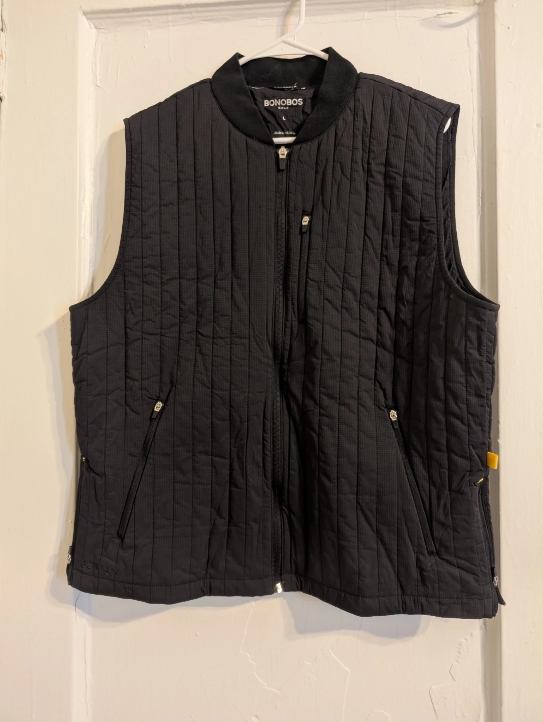 Bonobos Men's Quilted Golf Vest Black Primaloft Down L