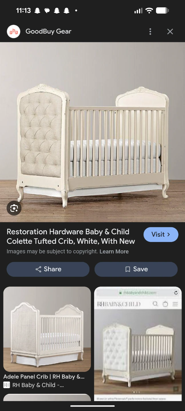 Tufted Baby Crib, Cream White - photo 5