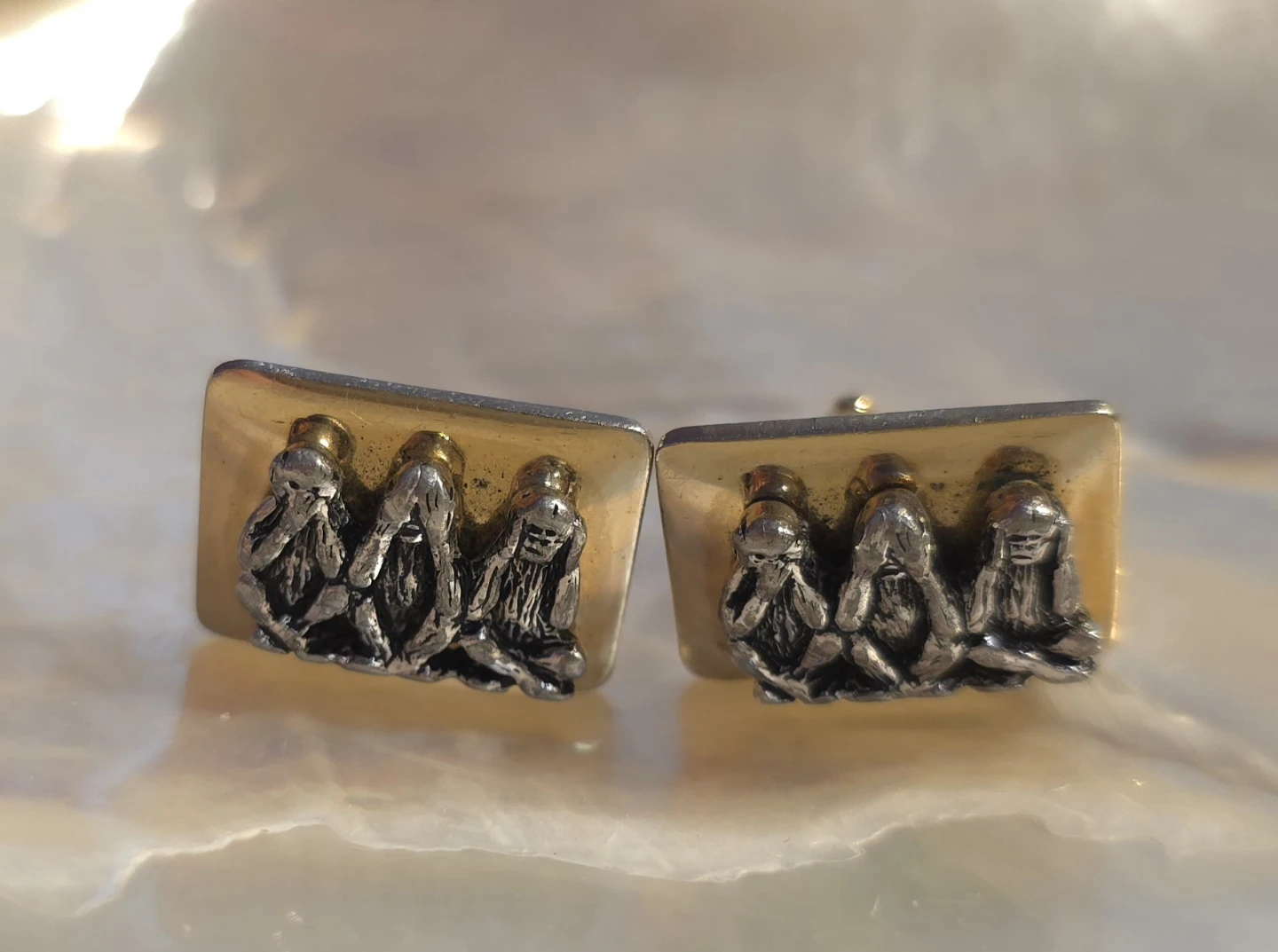 Vintage 1950's See No Evil Monkeys Cufflinks
