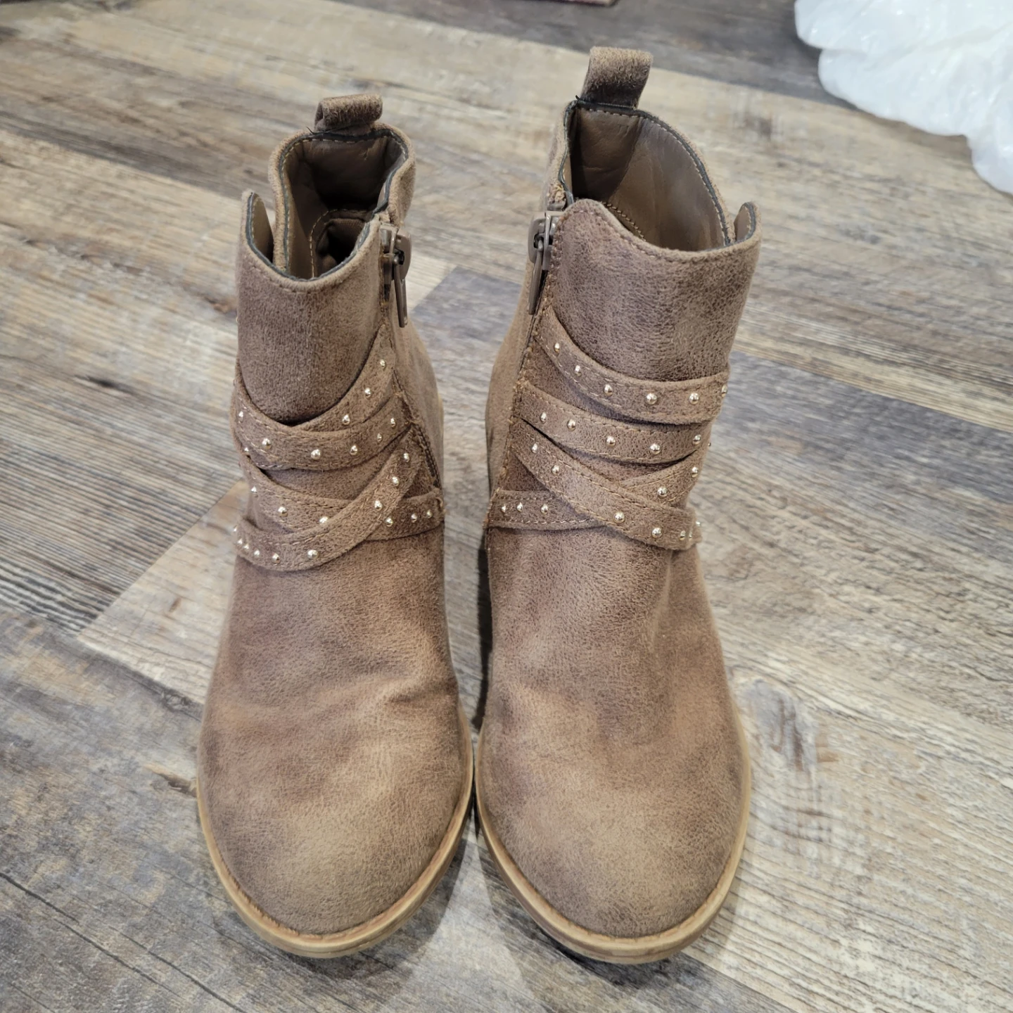 Justice Girls Size 12 Tan Faux Suede Ankle Boots