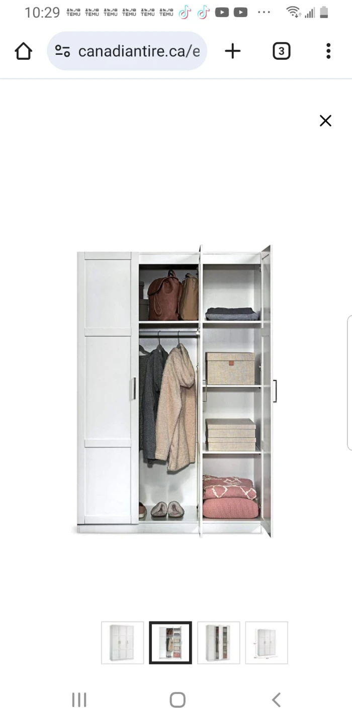White 3-Door Wardrobe (47x20x71")