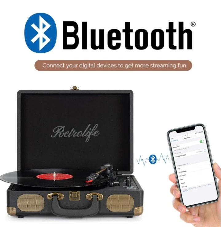 NEW!   Retrolife 3-Speed Bluetooth Suitcase Turntable