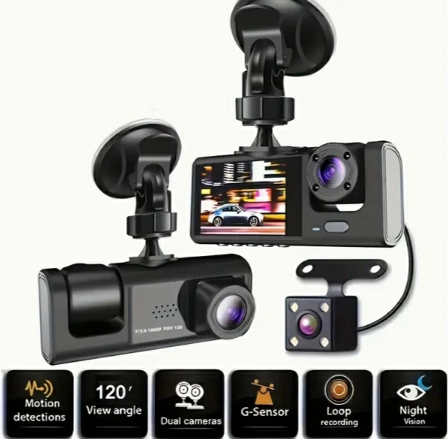 Triple dash cam - front, interior, rear | Karrot