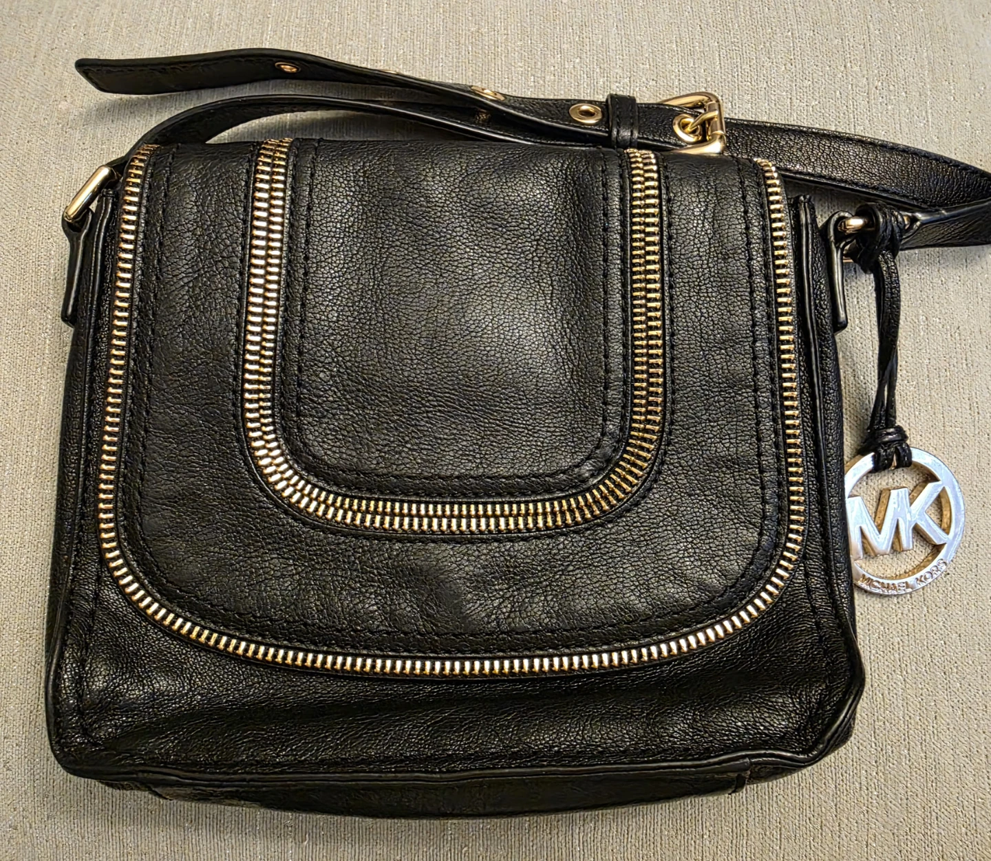 Michael Kors Black Leather Crossbody Bag