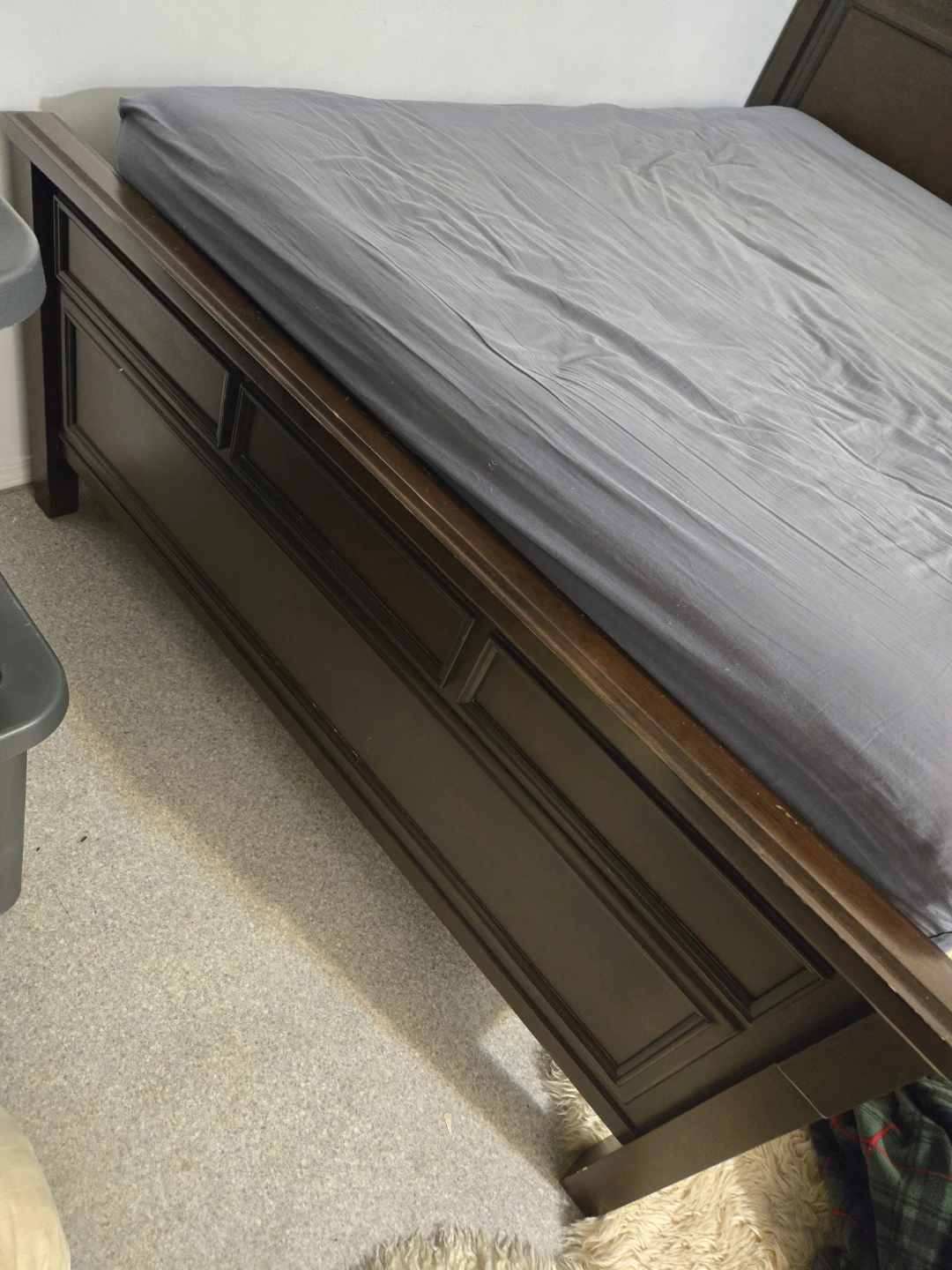 Dark Brown Solid Wood Bed Frame - photo 2