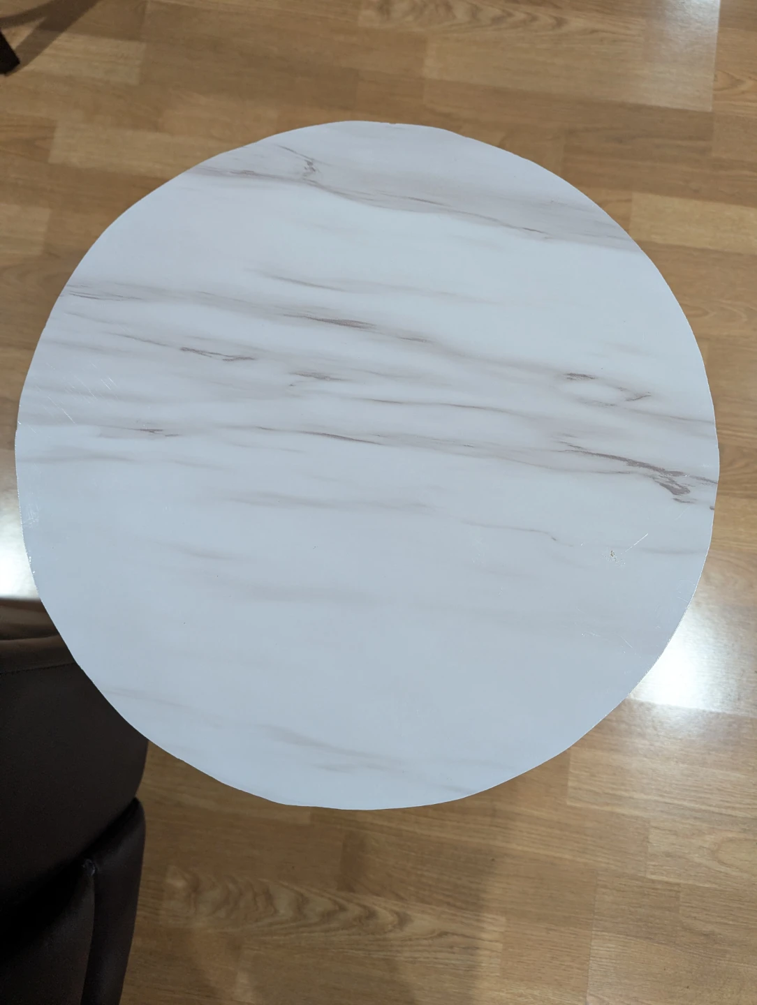 Gold side table with marble wrapped top w/ storage - photo 4