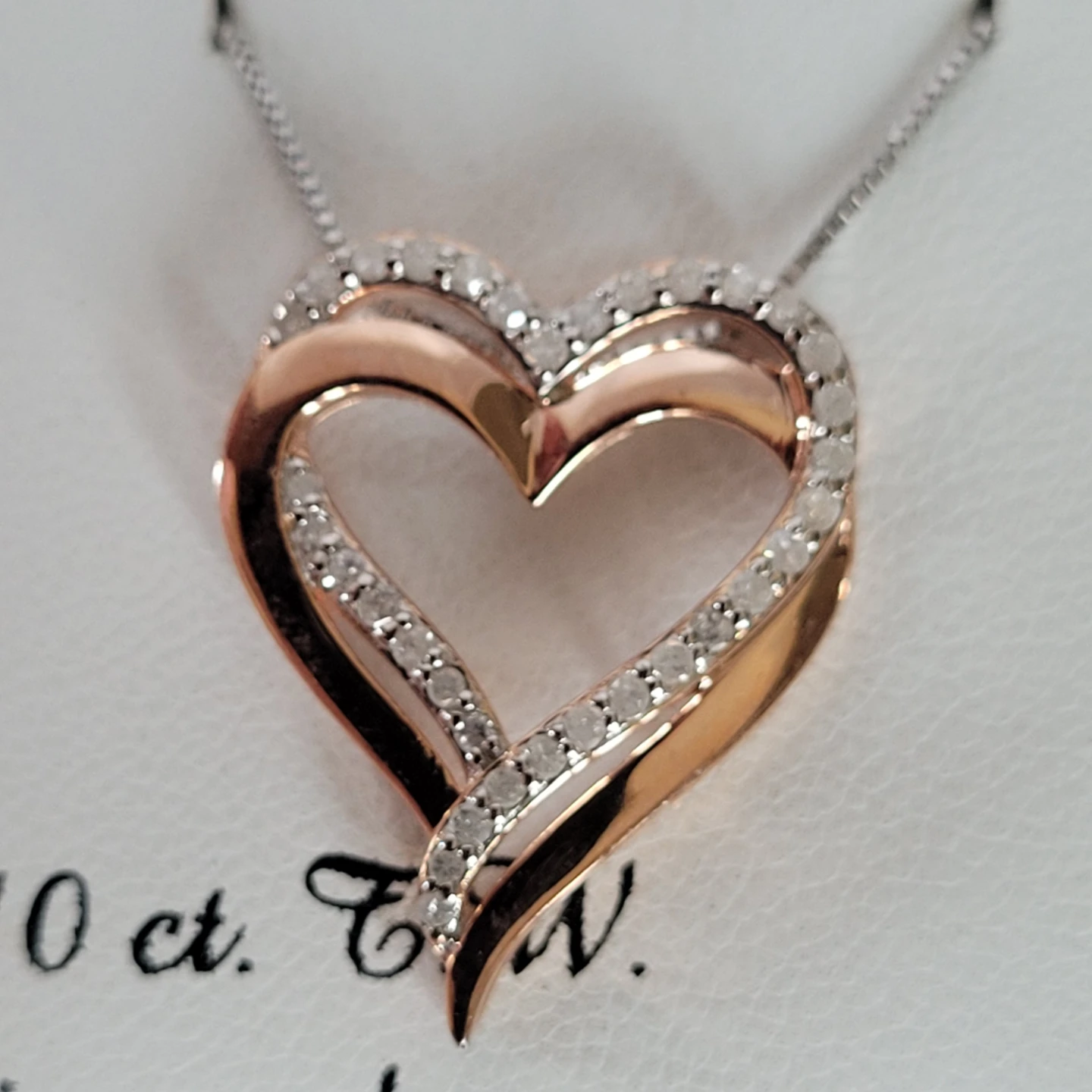 ♥️  Sterling 14k Rose Gold Plated 1/10 Carat Diamond