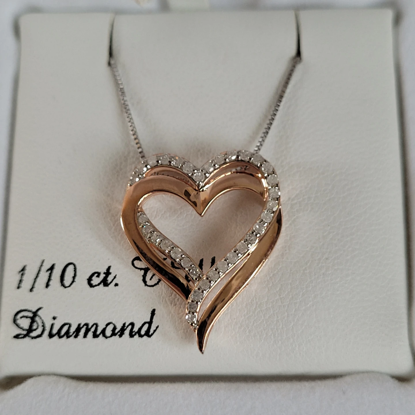 ♥️  Sterling 14k Rose Gold Plated 1/10 Carat Diamond - photo 2