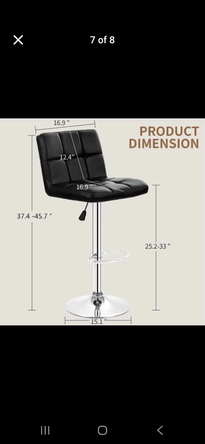 Brand new in box set of 4 Adjustable Height Black Bar Stool - photo 3