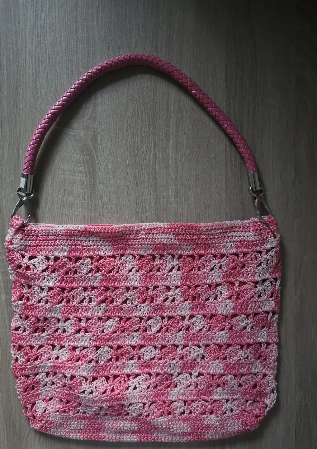 Pink Crochet Shoulder Bag