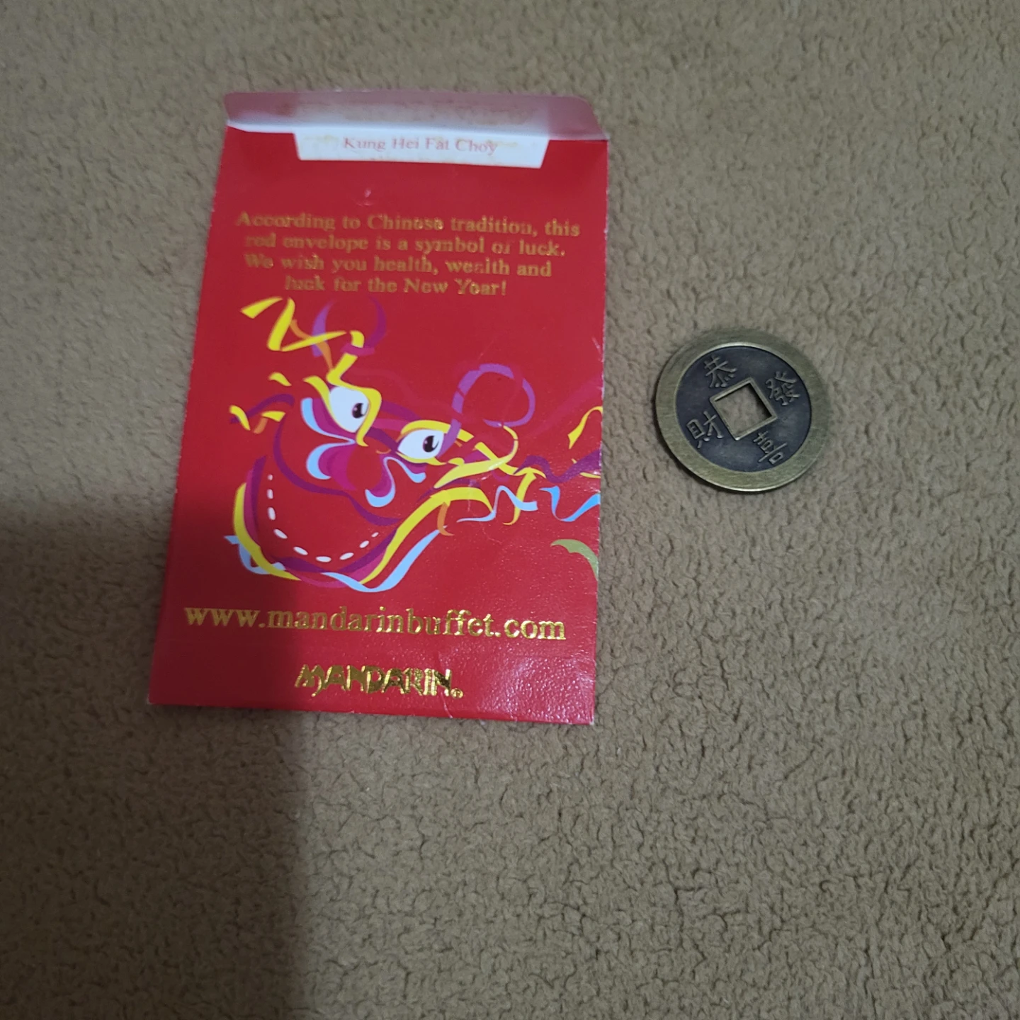 Mandarin Buffet Lucky Red Envelope & Coin - photo 2