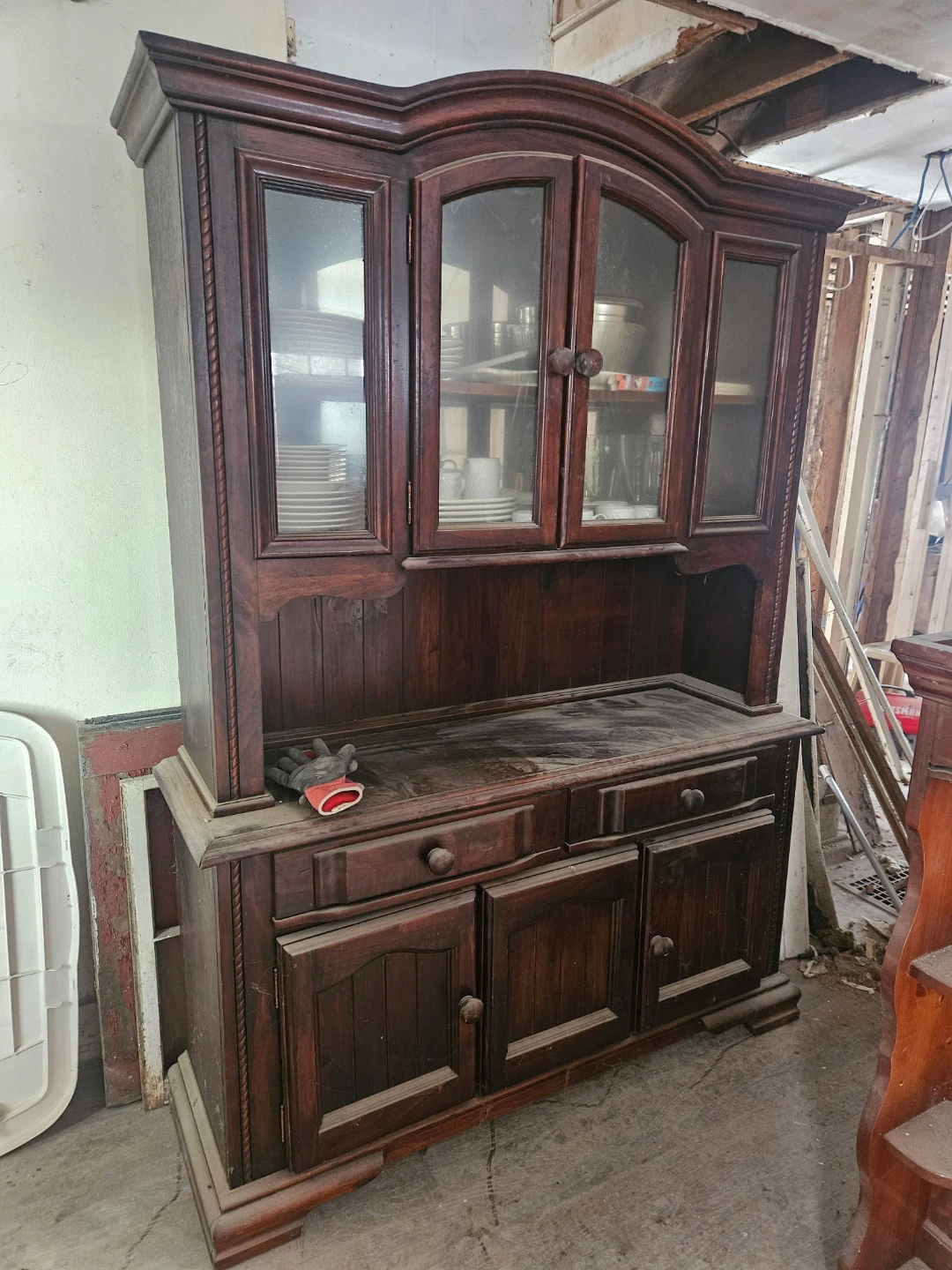 Wooden China Cabinet with Glass Doors