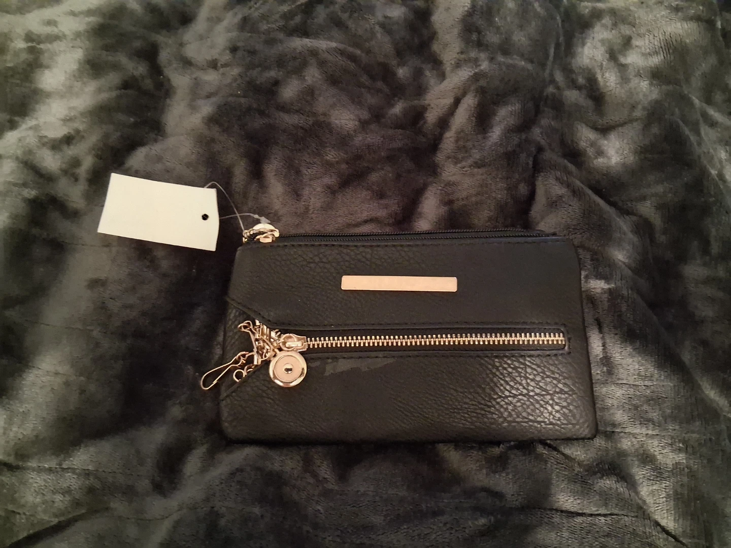 Black Wallet With Gold Zippers