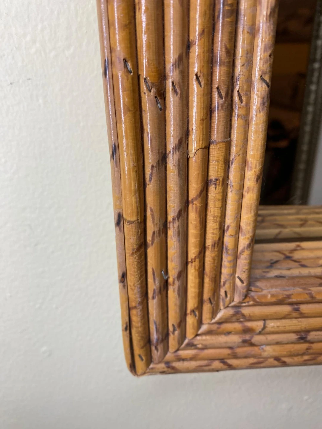 Vintage Rattan Framed Wall Mirror - photo 2