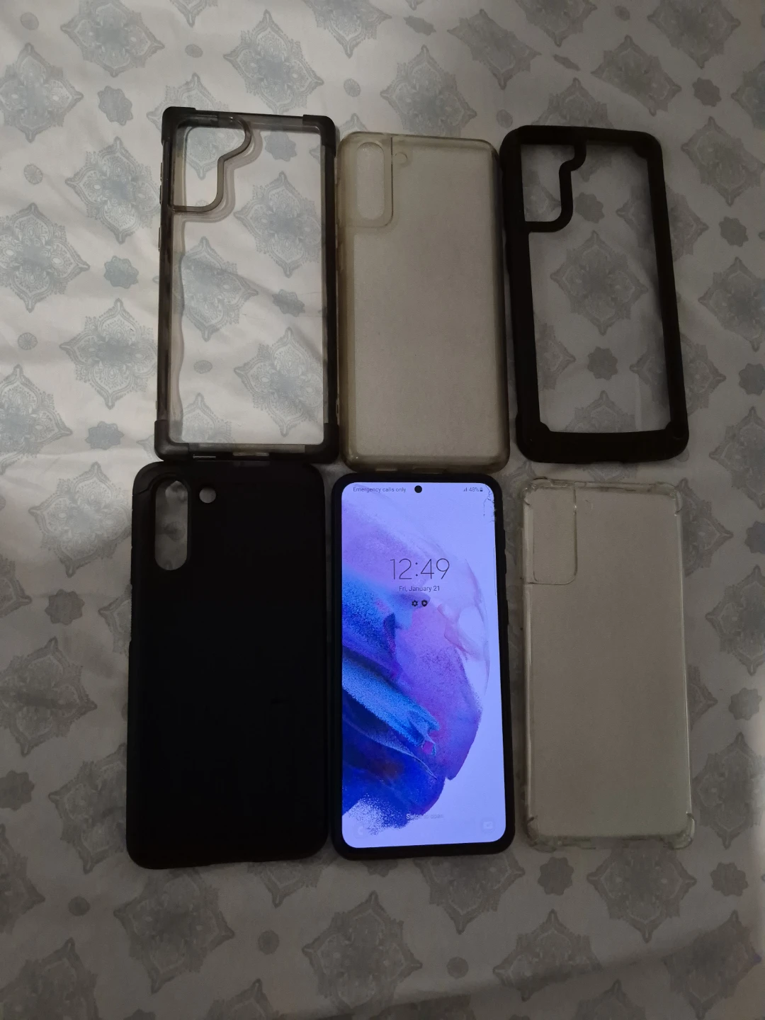 Samsung Galaxy S21 Phone with 6 Cases