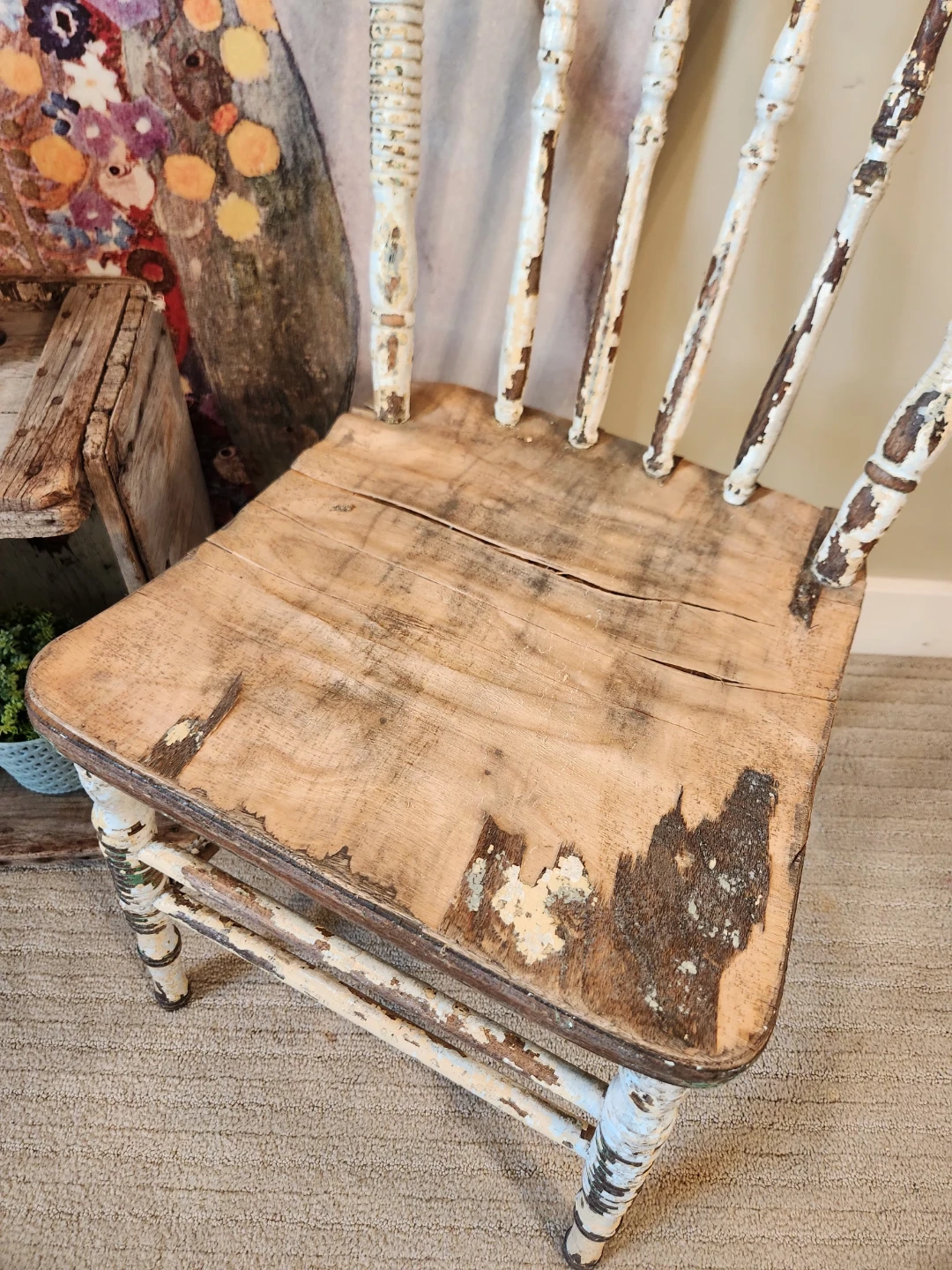 1930's wood chair, for decor OR extra seating - photo 5