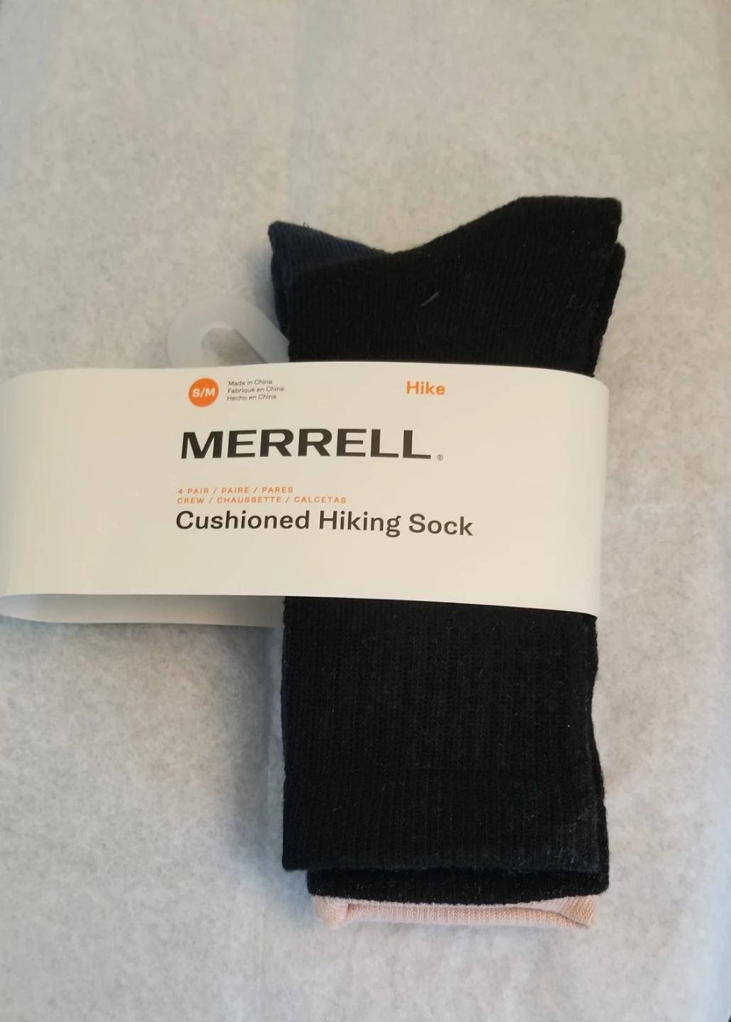 2 PAIRS MERRELL CUSHIONED HIKING SOCK-S/M