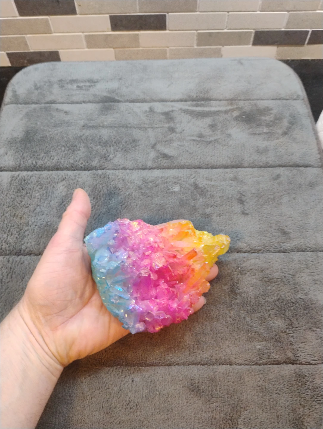 Rainbow Aura Cluster Crystal - photo 2
