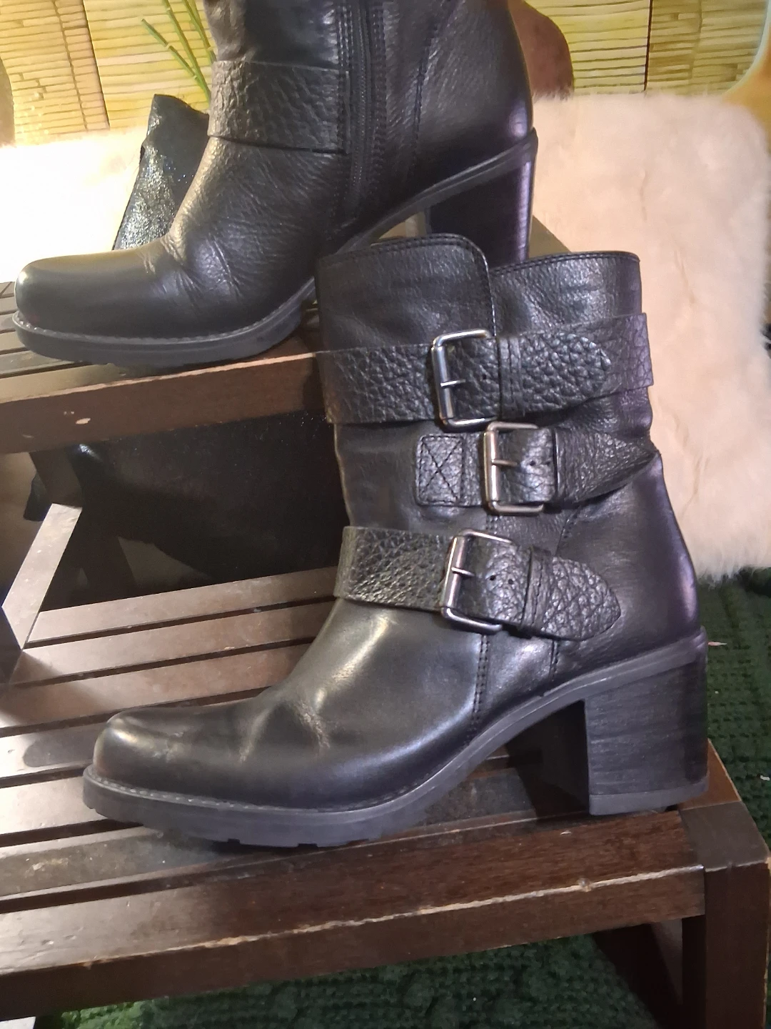 Clarks Black Leather Buckle Ankle Boots - photo 2