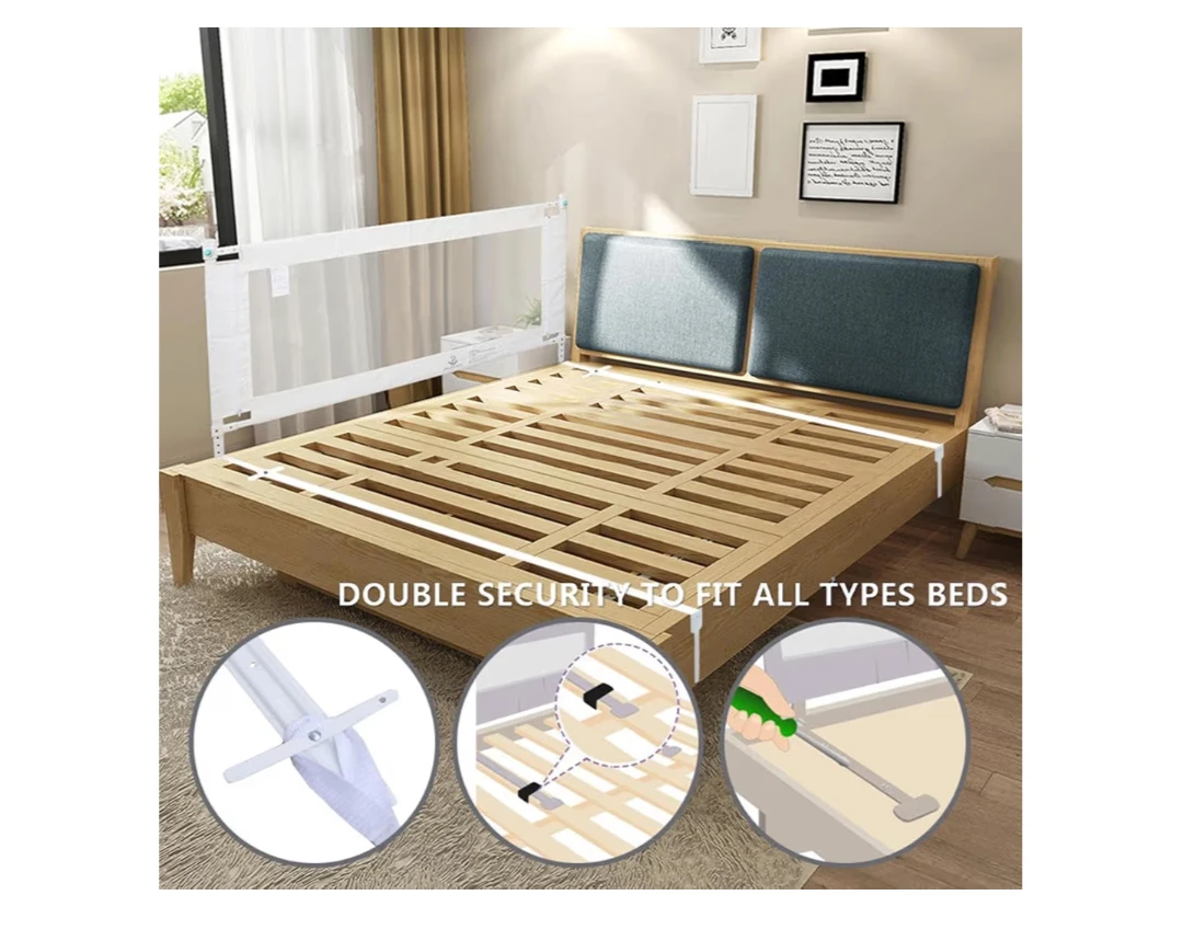 White Bed Rail Guard for Toddler Safety - photo 3