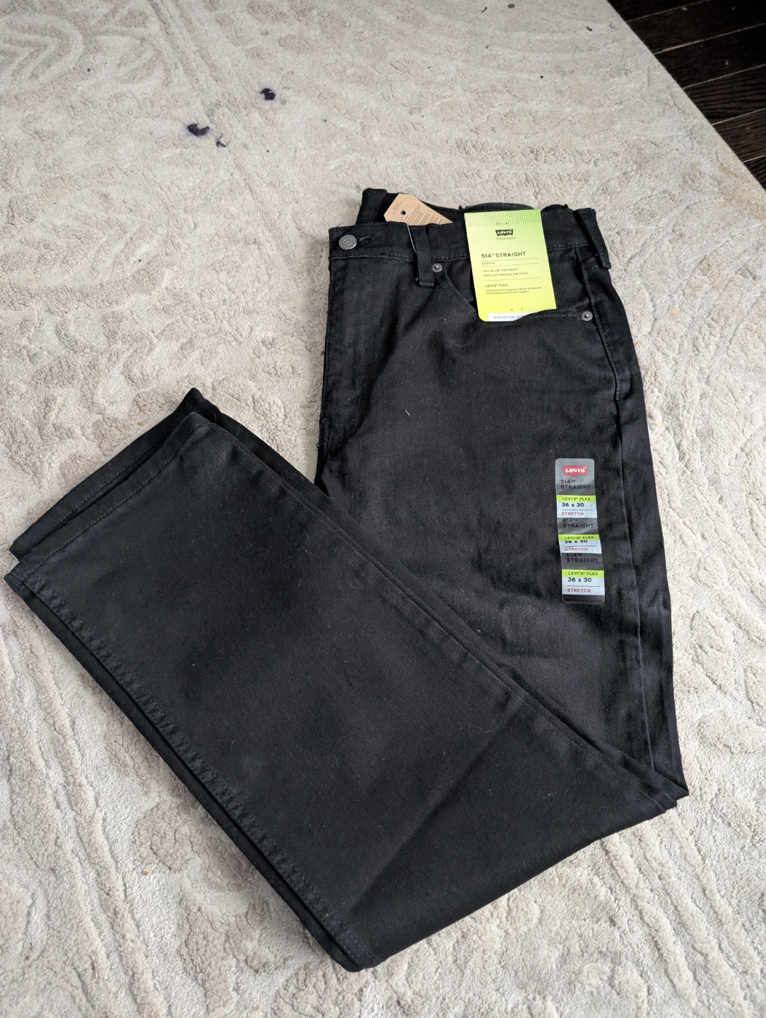 New Levi's 514 Straight Fit Jeans 36x30 Black