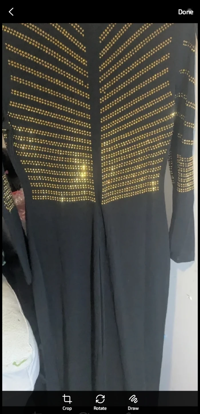 Black Long Sleeve Dress with Gold Embellishments - photo 4