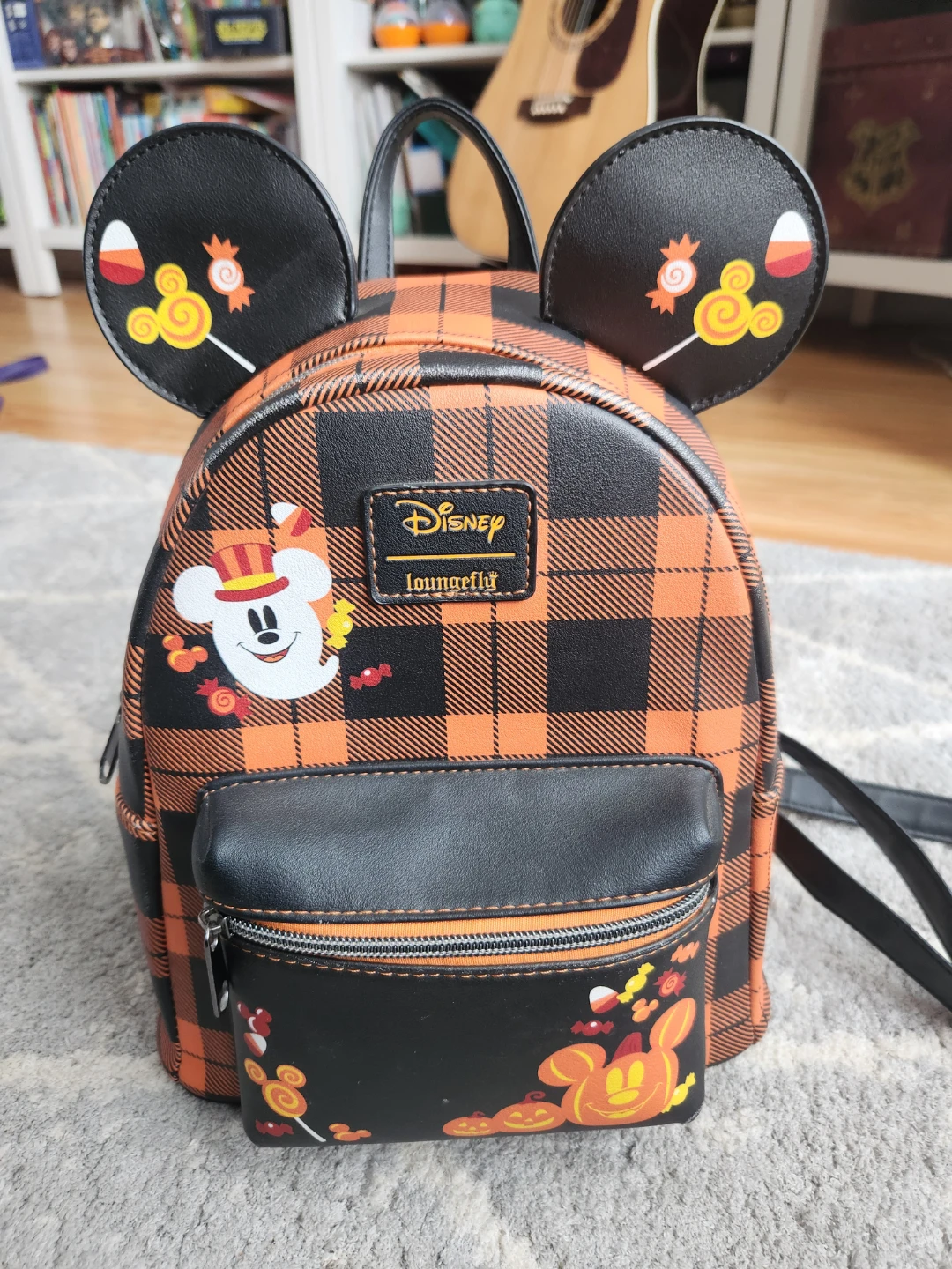 Loungefly Disney Halloween Plaid Mickey Mouse Ears Mini Backpack