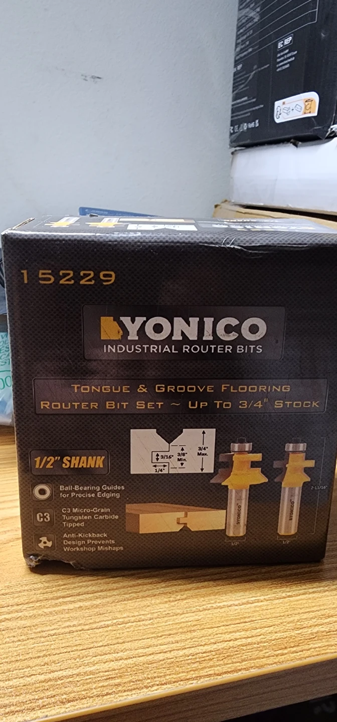 YONICO 15229 Tongue & Groove Flooring Router Bit Set 1/2" Shank - photo 4