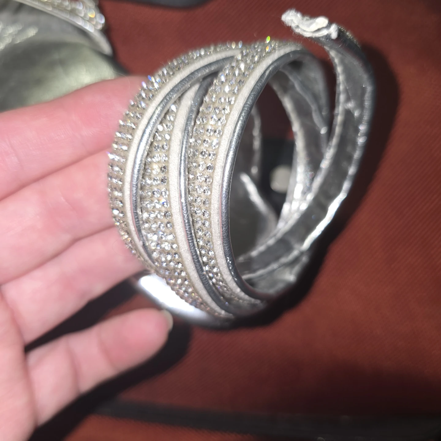 Italina Silver Rhinestone Sandals Size 8 - photo 2
