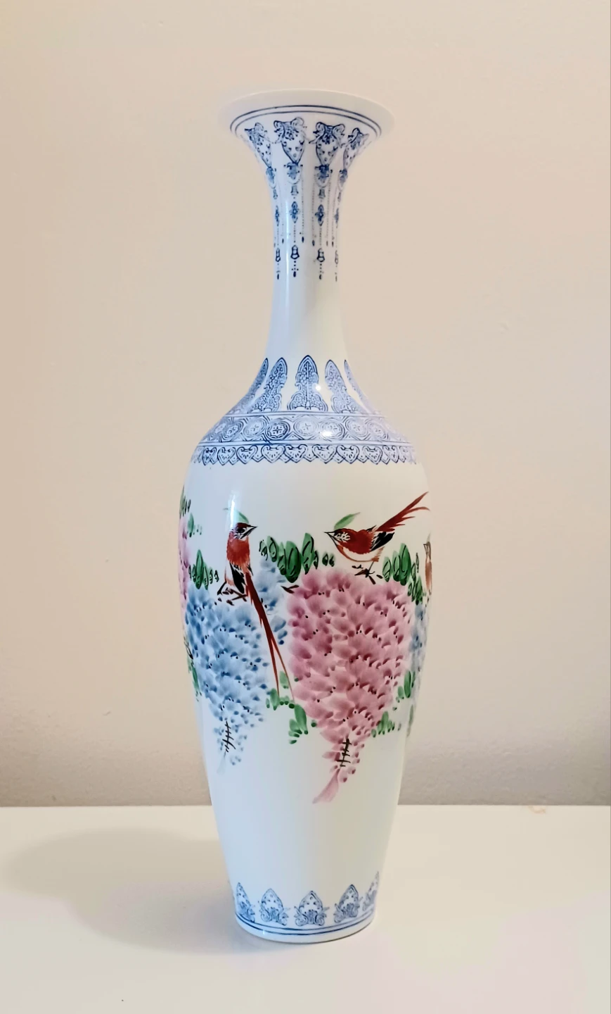 Vtg Tall Handcrafted Eggshell Porcelain Chinese Vase - photo 5