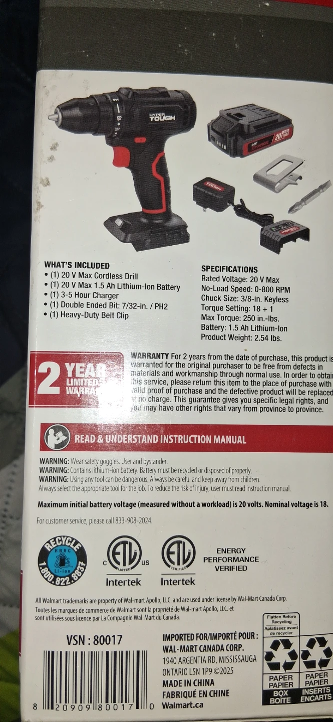 Hyper Tough 20V Cordless Drill Kit - NEW!