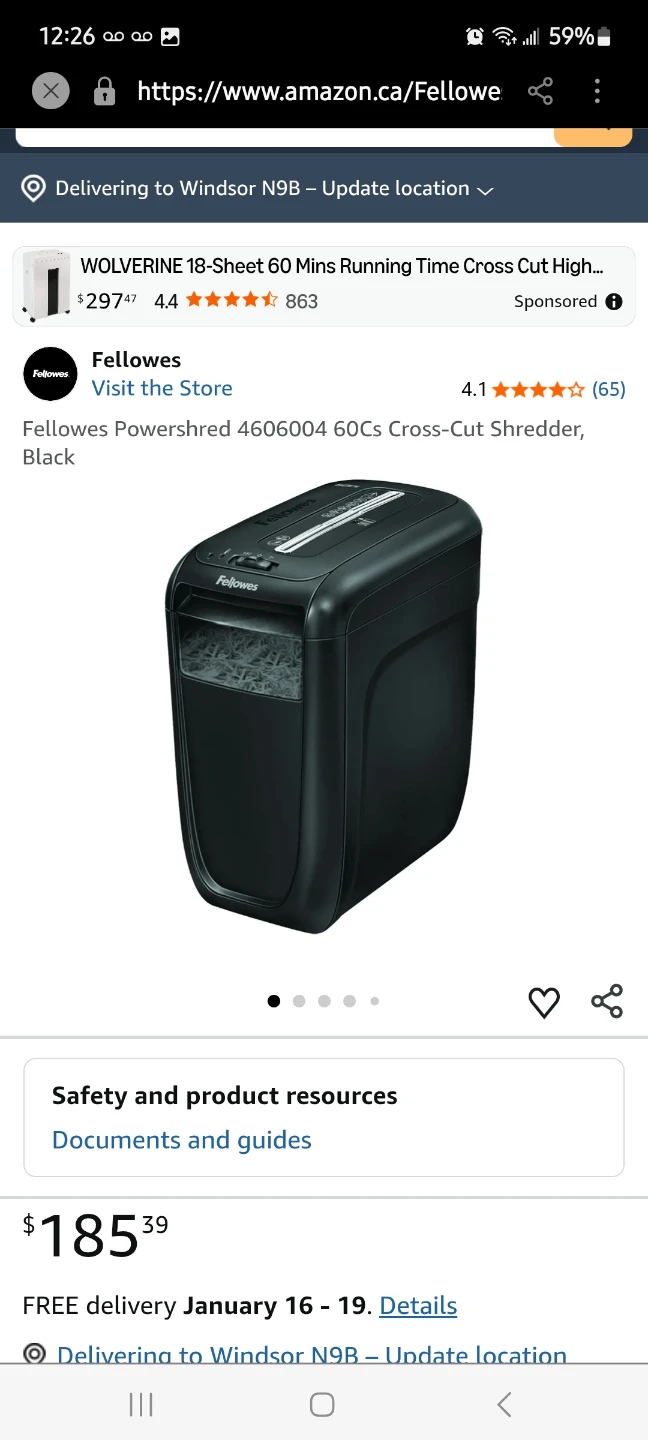 Fellowes Powershred 60Cs Cross-Cut Shredder