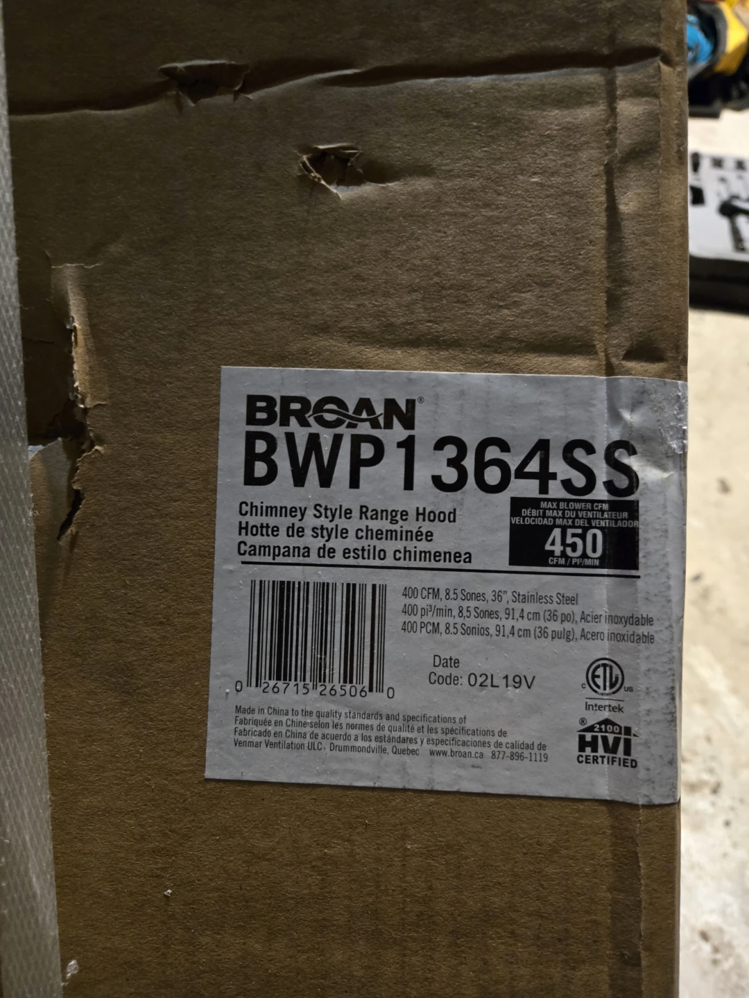 [NEW] Broan BWP1364SS Chimney Range Hood - Stainless Steel - photo 2