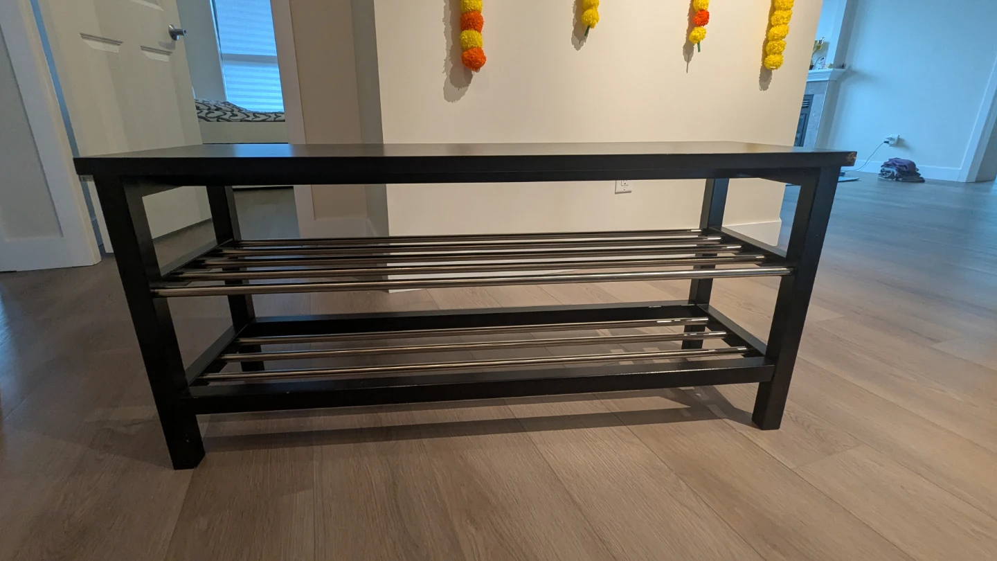 Ikea TJUSIG Bench with shoe storage, black - photo 3