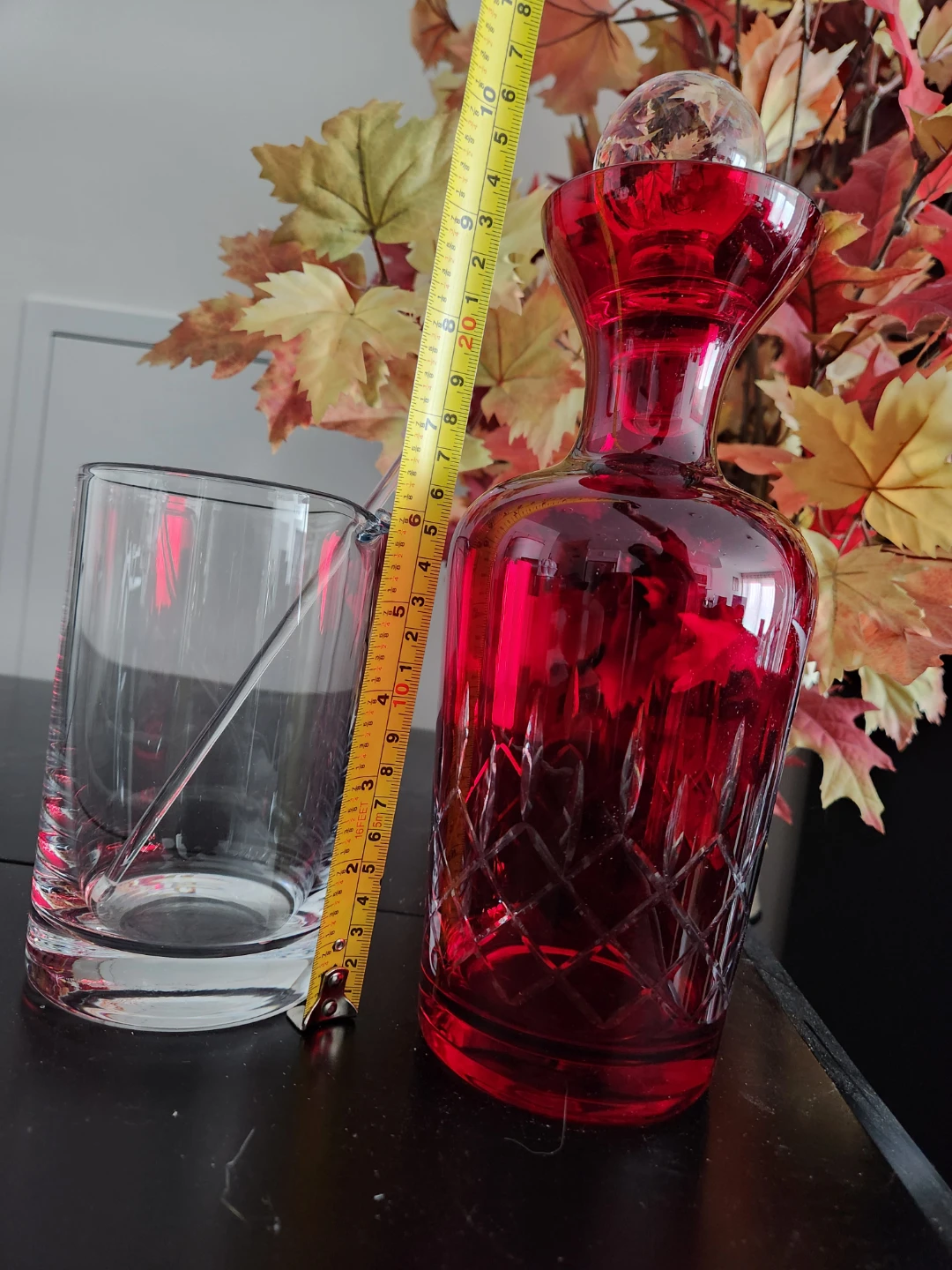 Red Glass Decanter with Mixing Glass - photo 2