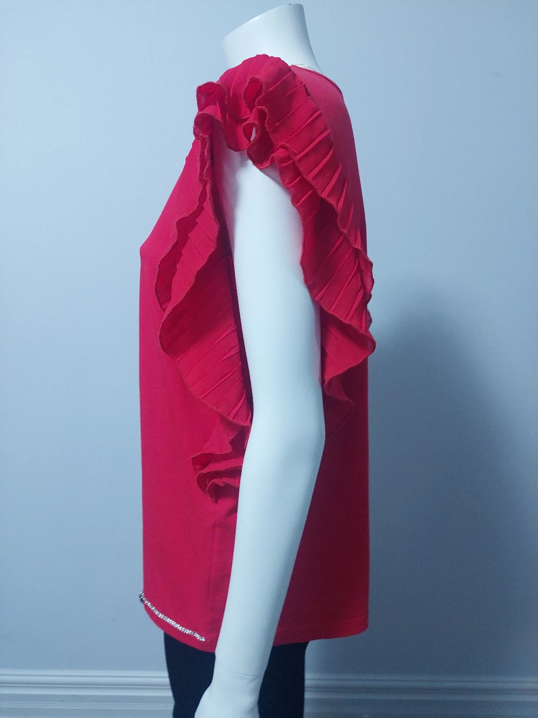 New - Red  Scusi Ruffle Sleeve Top Large 🥕 - photo 3