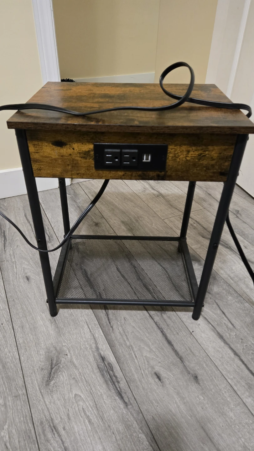 Side Table with Built-in Power Outlet