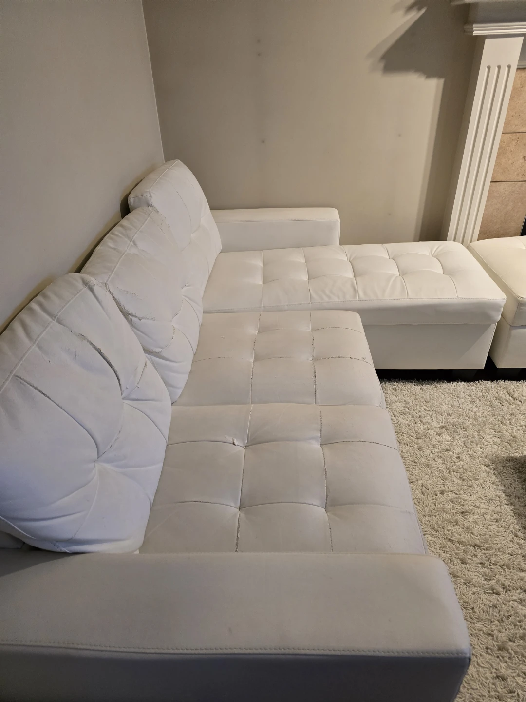 White Leather Sectional Sofa