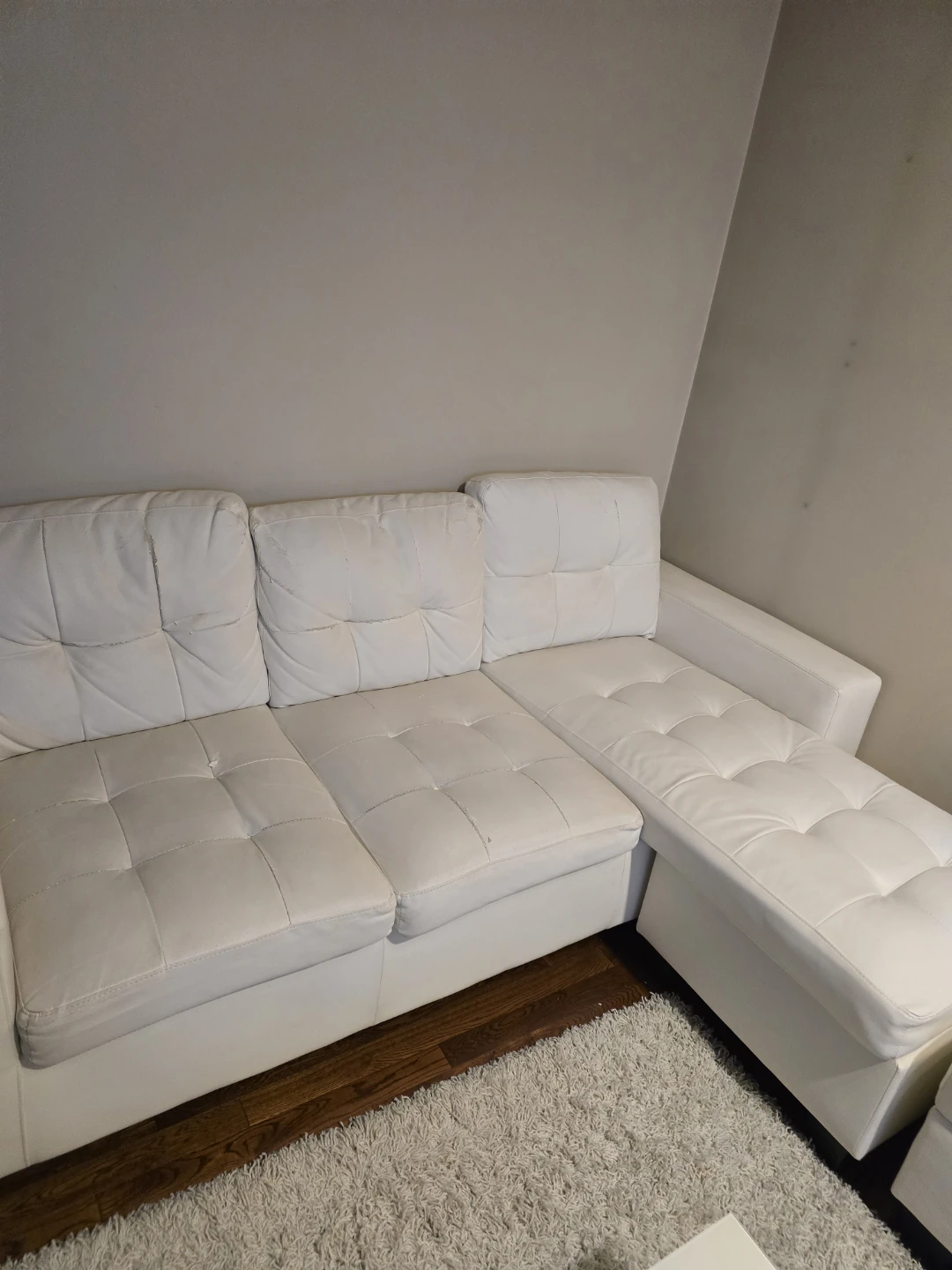 White Leather Sectional Sofa - photo 2