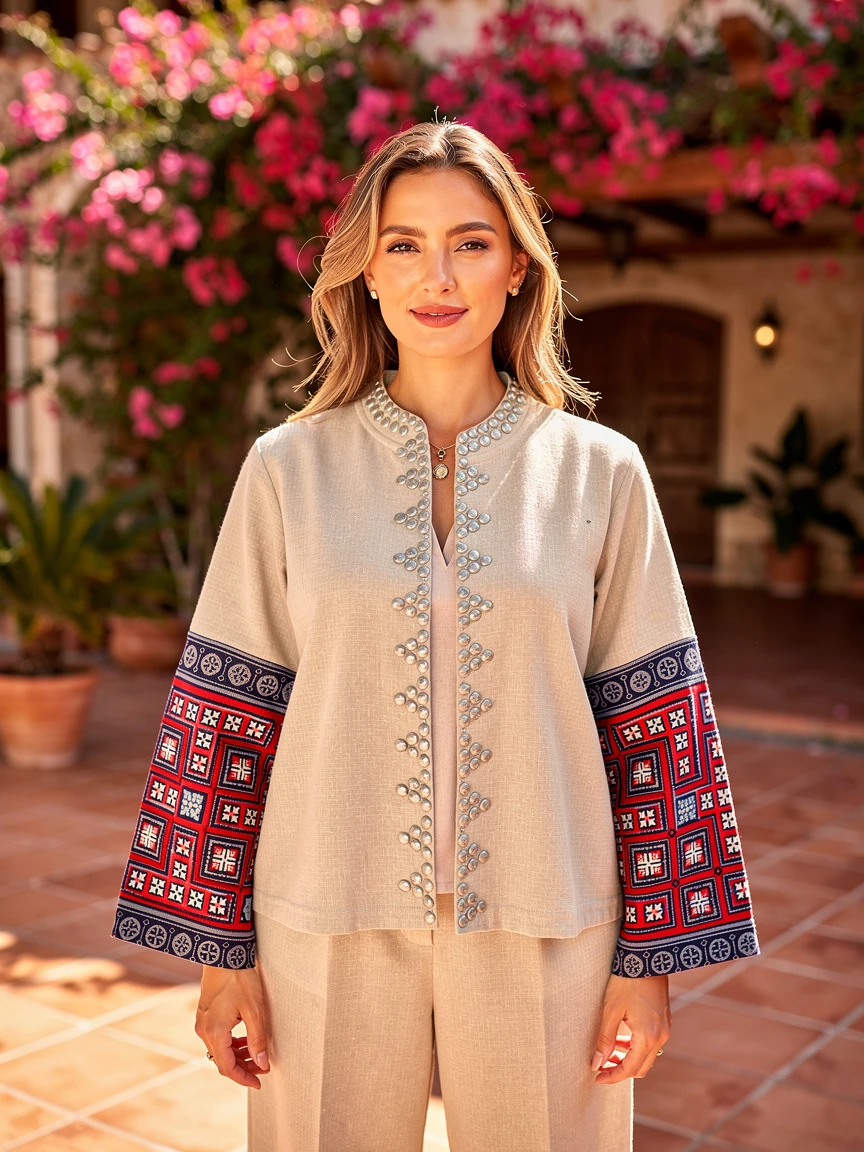 Hill Tribe Hemp Top, Thai Ethnic Embroidered Blouse - photo 2