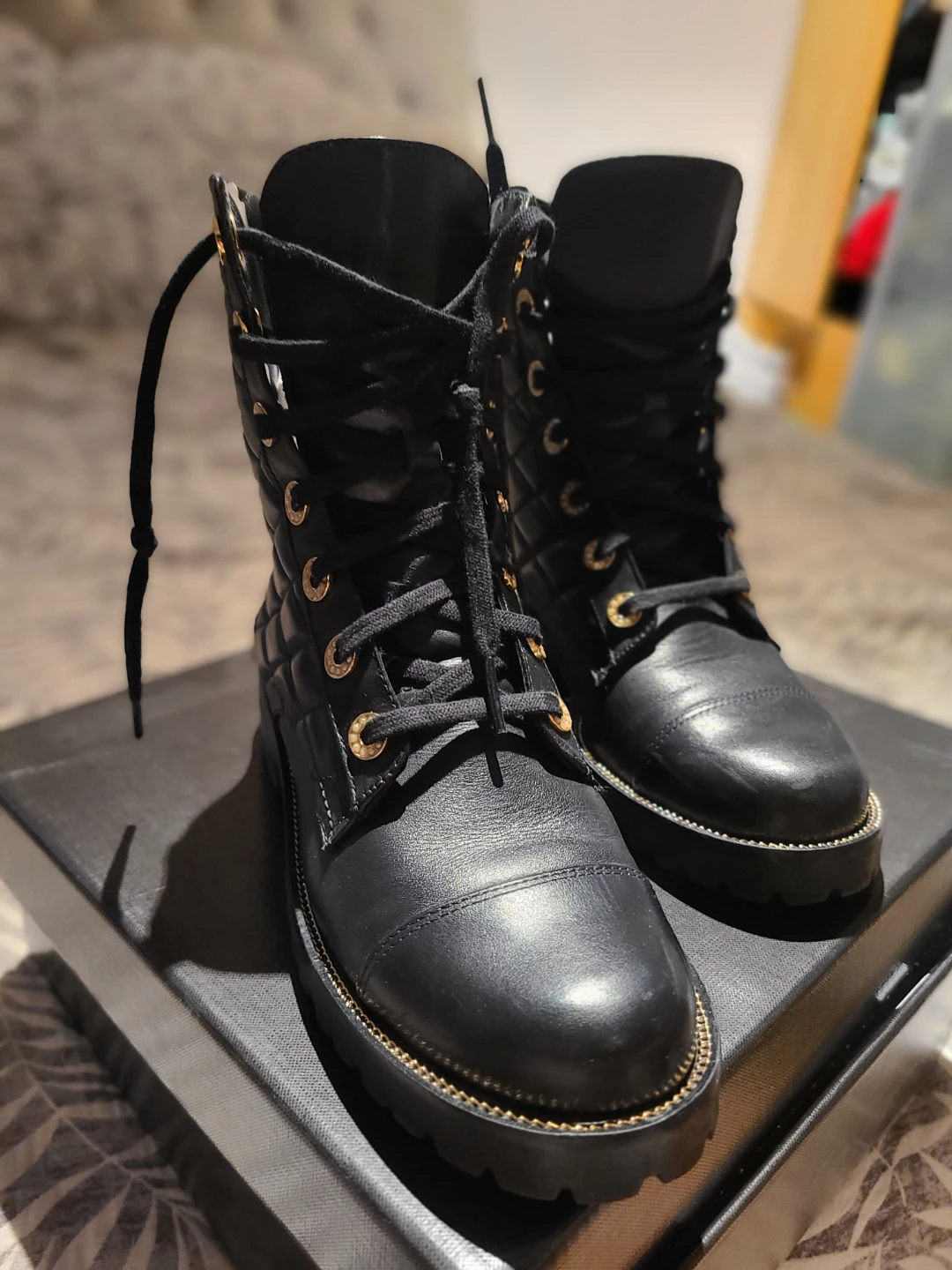 Dune London Black Leather Lace-Up Boots