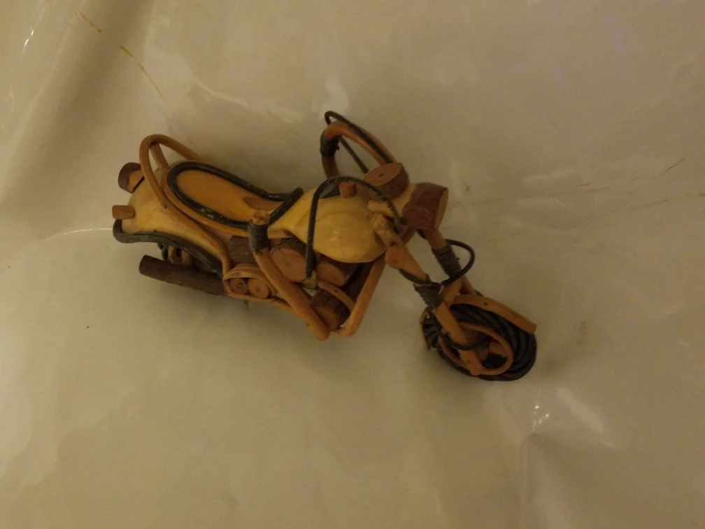 Handmade Wooden Motorcycle Sculpture