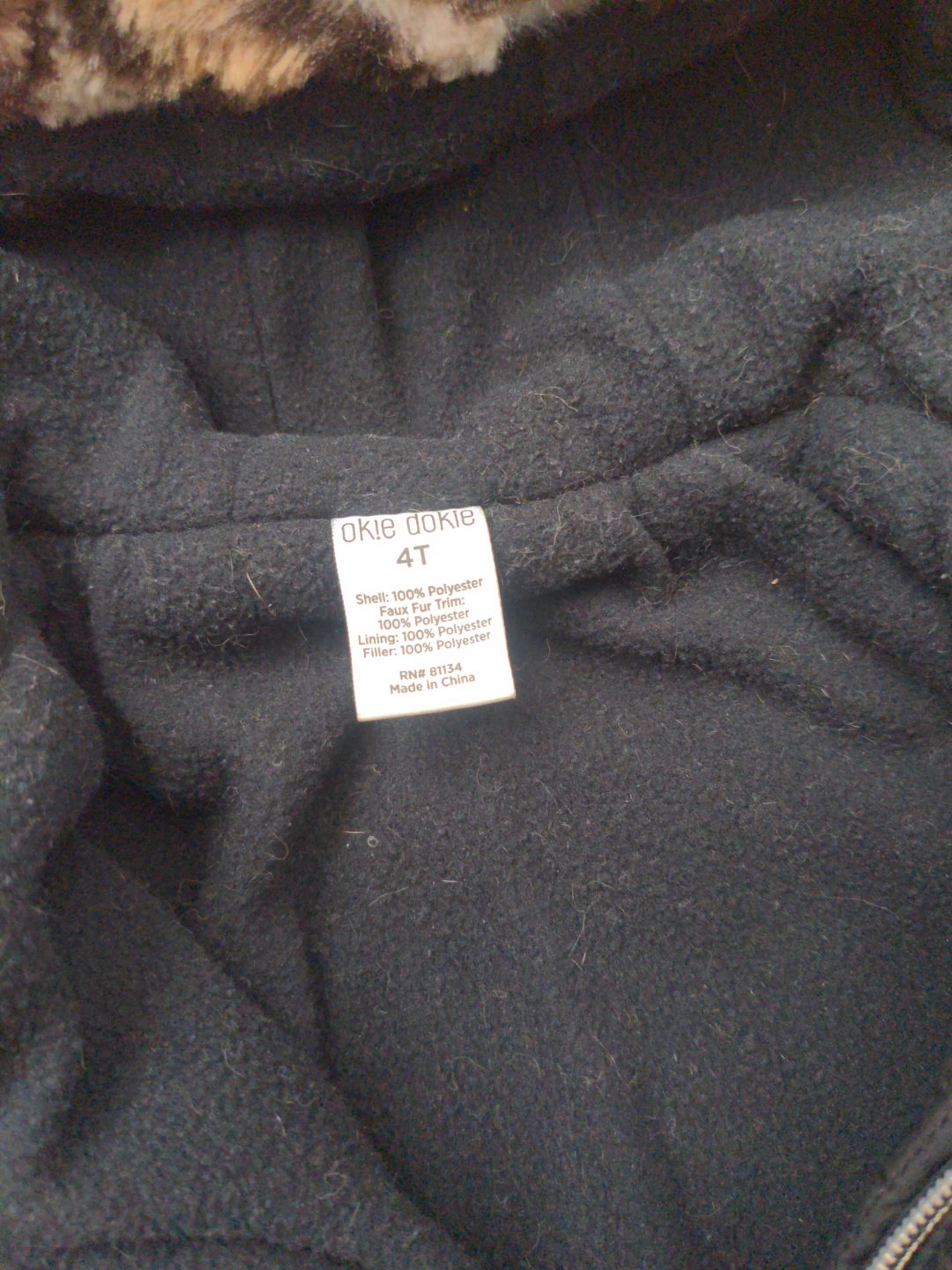 Okie Dokie Black Puffer Coat with Faux Fur Trim - Size 4T - photo 3