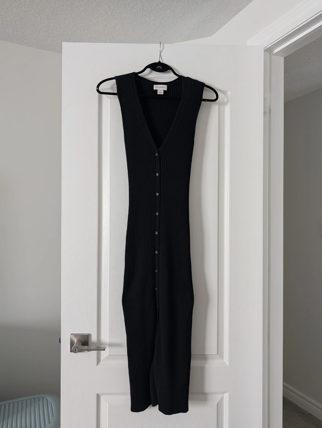Calvin Klein Jeans Ribbed Button-Front Midi Dress